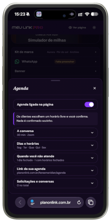 Agenda própria do Meu Link Pro